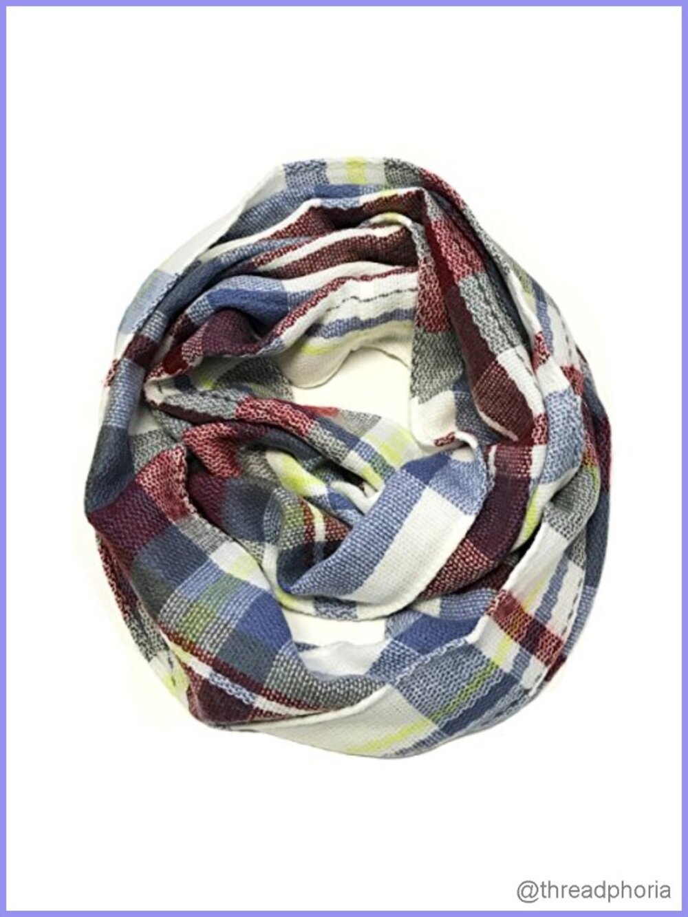 Tartan Infinity Scarf Acrylic Winter Warm Wrap Snood One Size